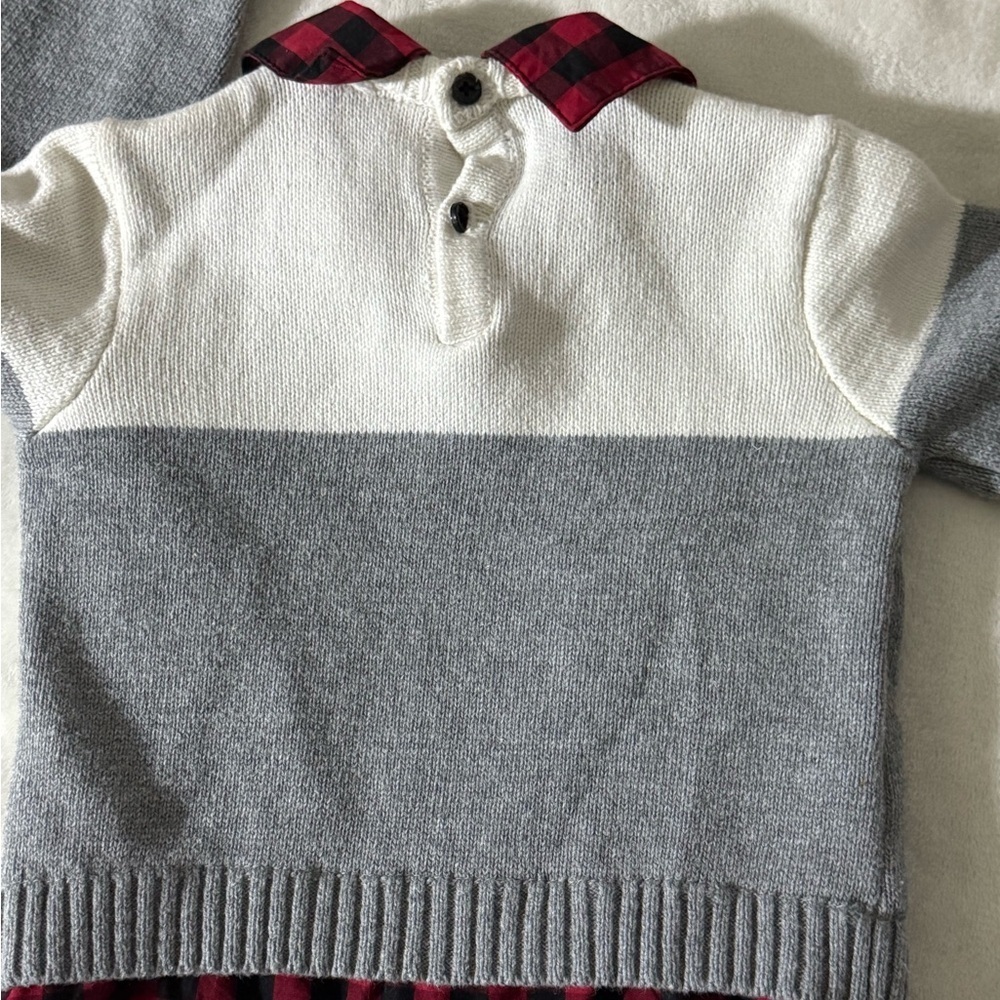 Wonder Nation Gray Bear Sweater with Red Plaid Accents - Picture 10 of 12